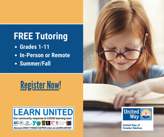 FREE volunteer-driven tutoring through Learn United!